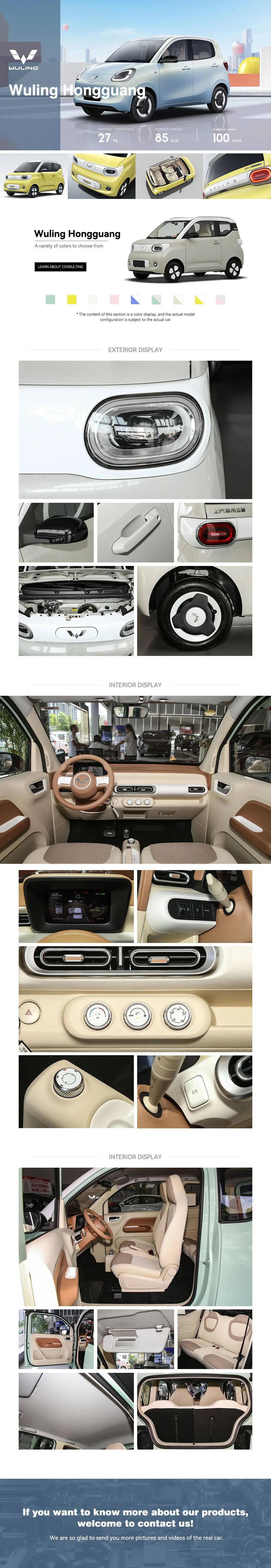 2024 Cheap Price New Energy Vehicles Wuling Hongguang 3-Door 4-seater Hatchback 215KM Long Range Mini Electric Cars For Sale details