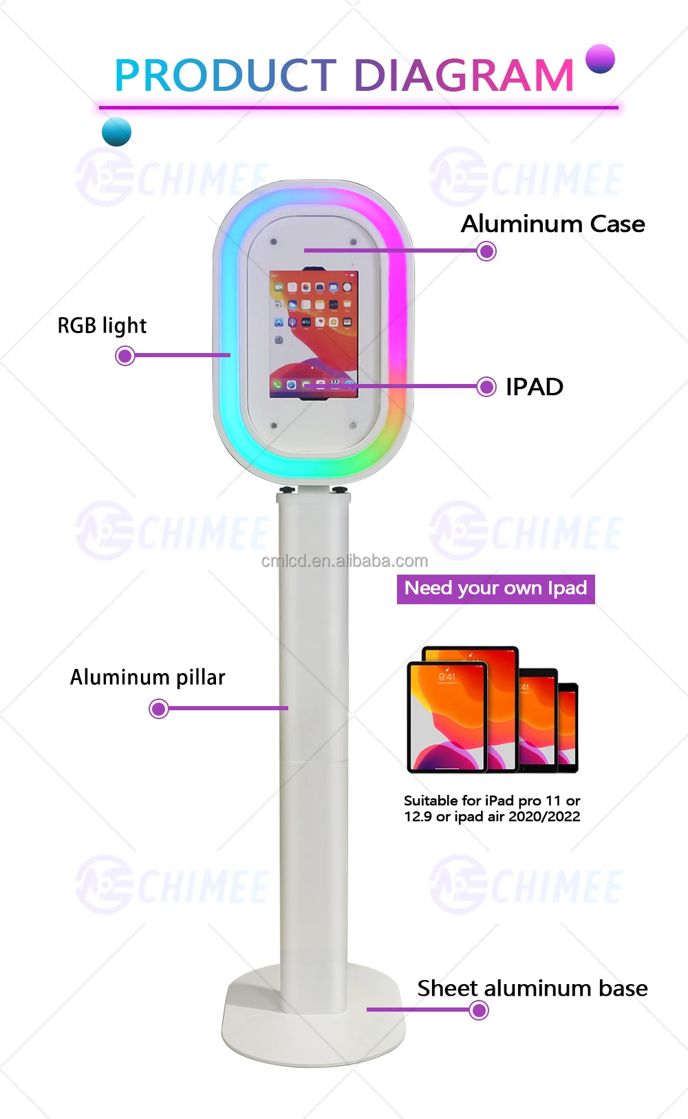 Portable Ipad Oval Photo Booth Kiosk Machine Aluminum Shell Selfie