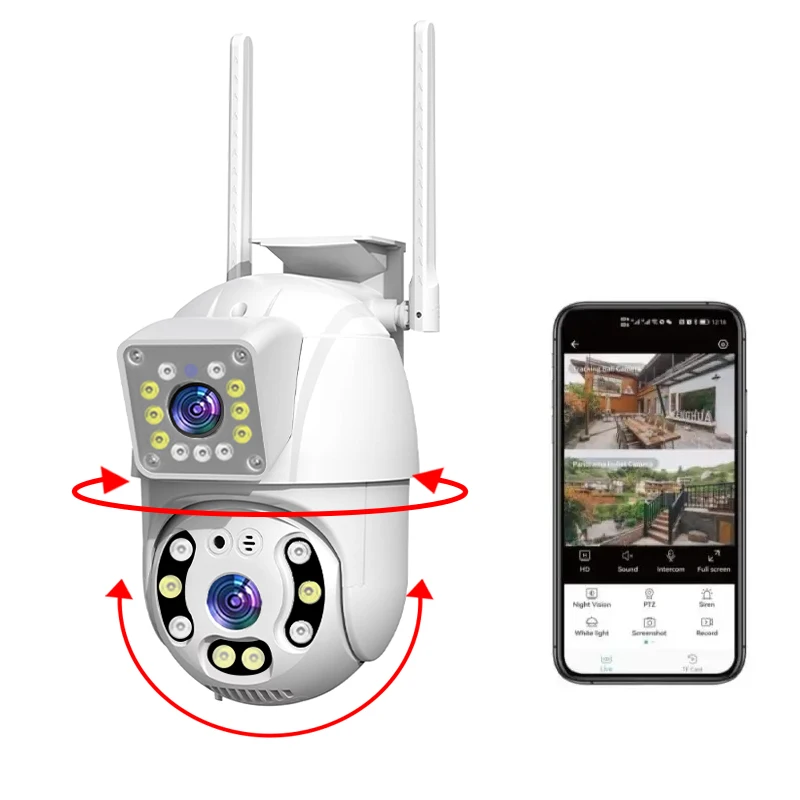 2MP High Resolution Clear Image IP66 Water Proof Outdoor HD 1080P Dual Lens  360 Degree Wifi Security CCTV Camera