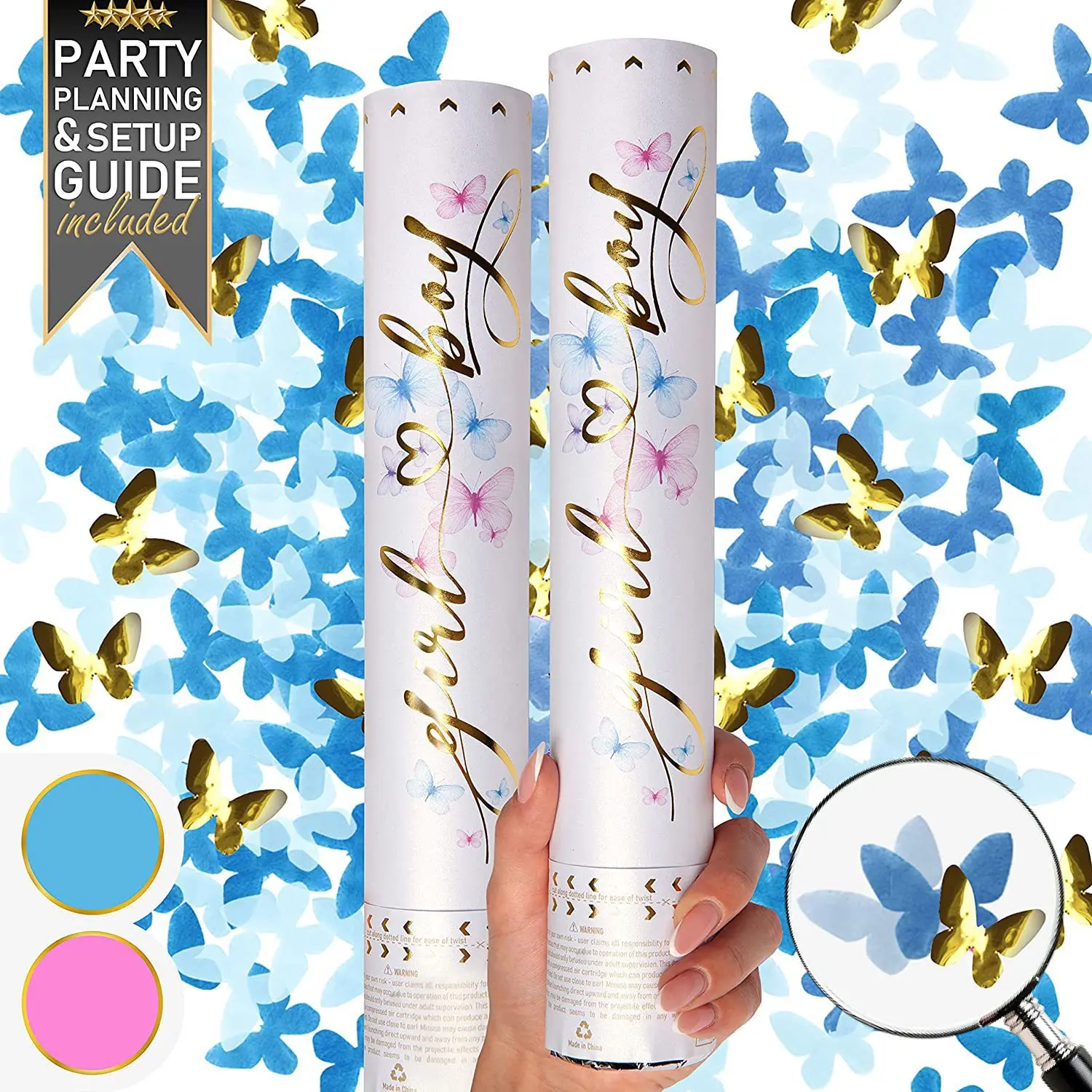 Hot Selling Hand Twisted Butterfly Paper Scrap Fireworks Gender Reveal Party Fireworks for Birthday Occasions