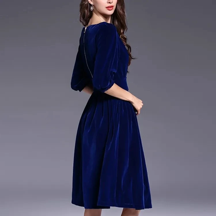 Royal Blue Velvet Dresses,Beautiful Lady Fashion Dress,Ladies Long ...