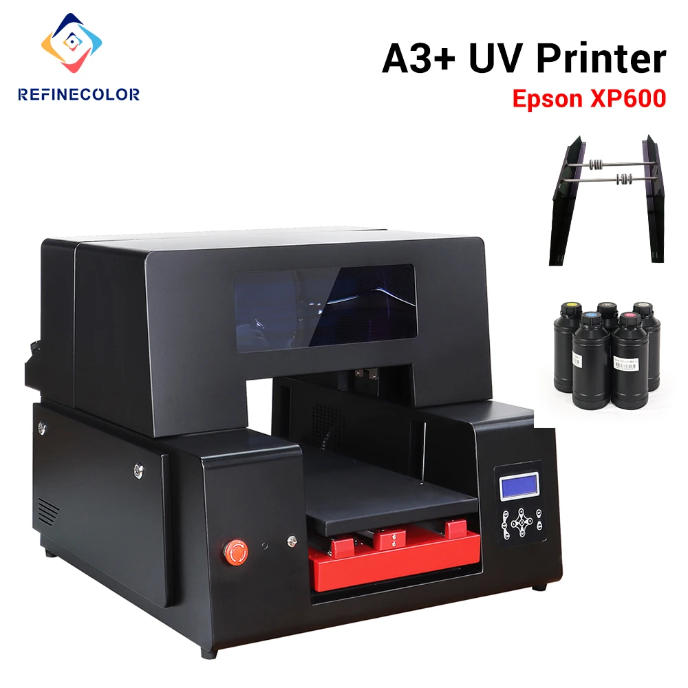 Refinecolor A3 Inkjet Printer Multicolor CMYK White Ink UV Printing Machine for ID PVC Card UV Printer