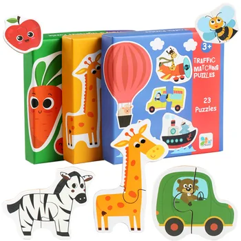 New design Kids Baby paper cardboard Animal pig/bear Cognition Puzzle toys Wholesale customized Fruit Learning Educational Toy