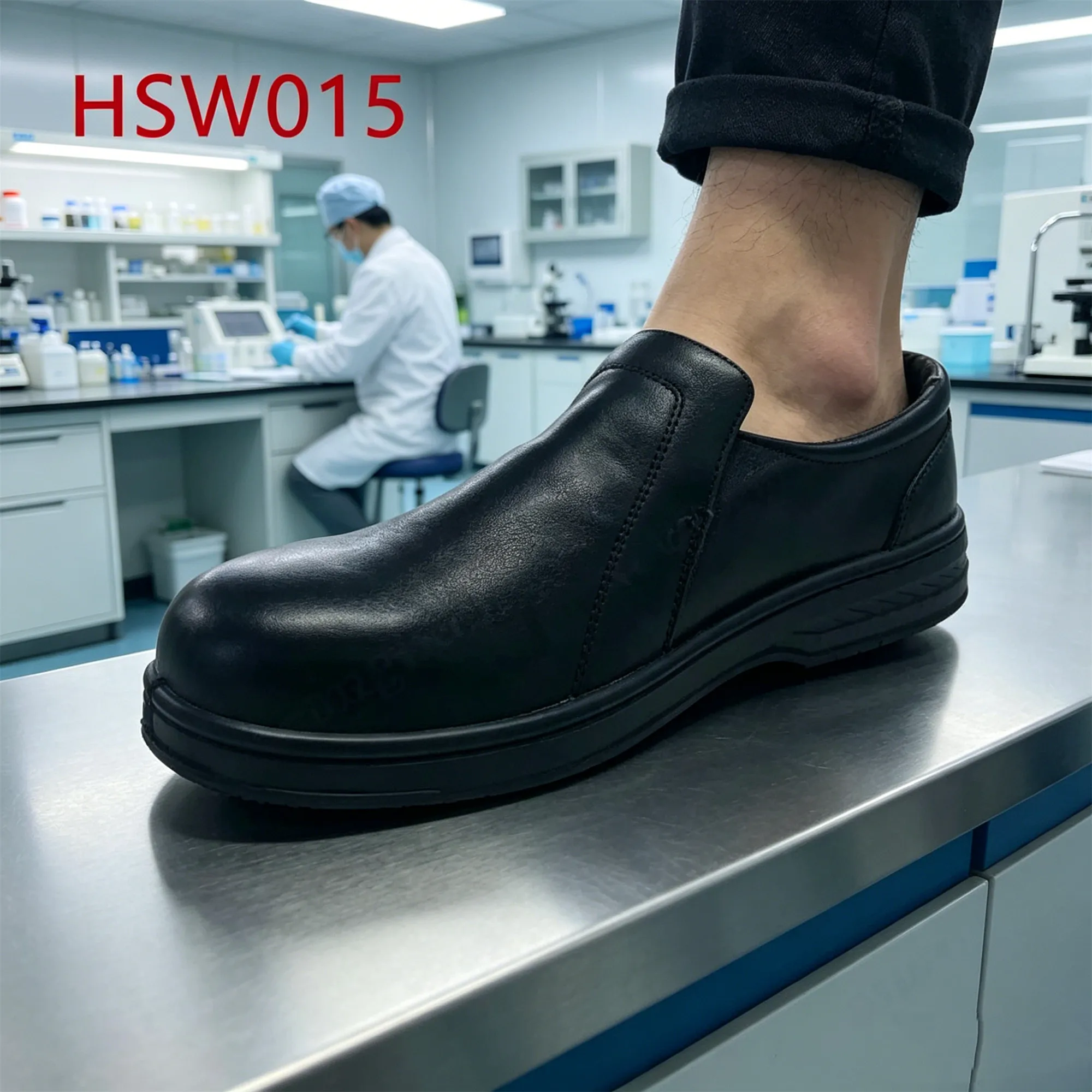 ZYF,Lab Technician Full Grain Leather Black/white Safety Shoes Healthcare Super Anti-slip PU Injection Outsole Work Clogs HSW015