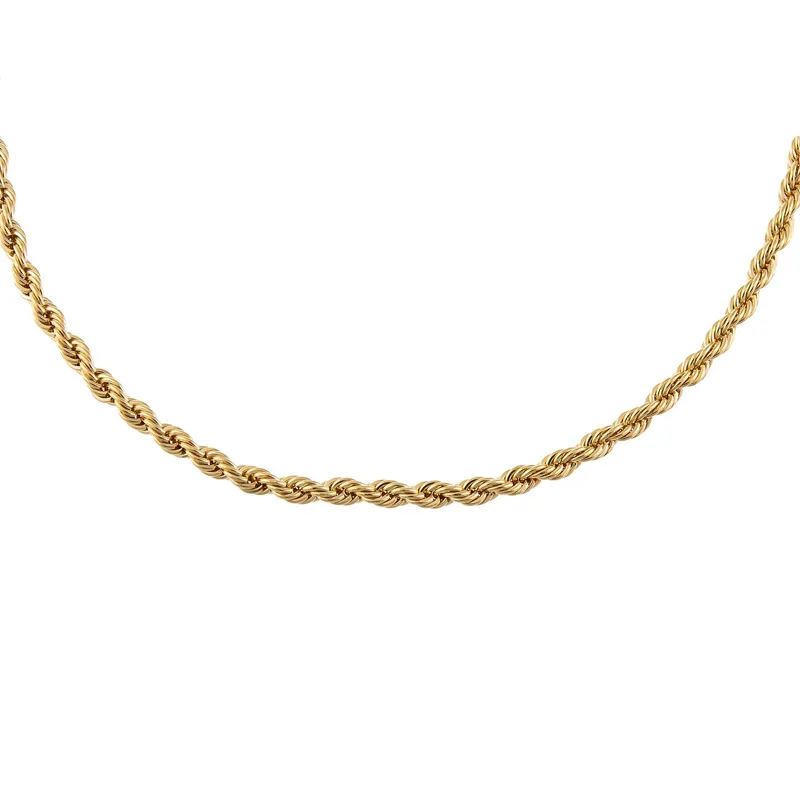 Dainty Twisted Link Chain Necklace 18k Gold Plated Stainless Steel Rope  Chain Choker Necklace