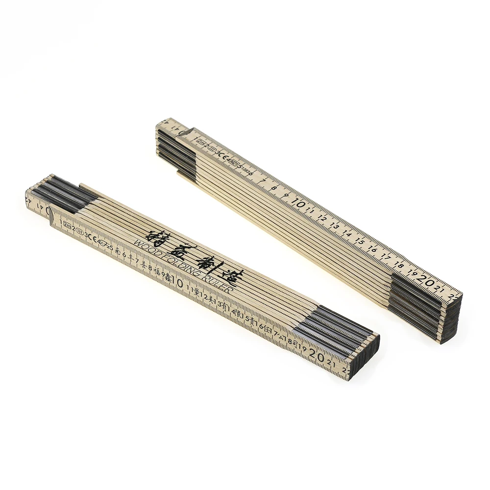BECOL High Quality Woodworking Drawing Measuring Tools Multi-functional 2M Wooden Folding Ruler with Custom Logo