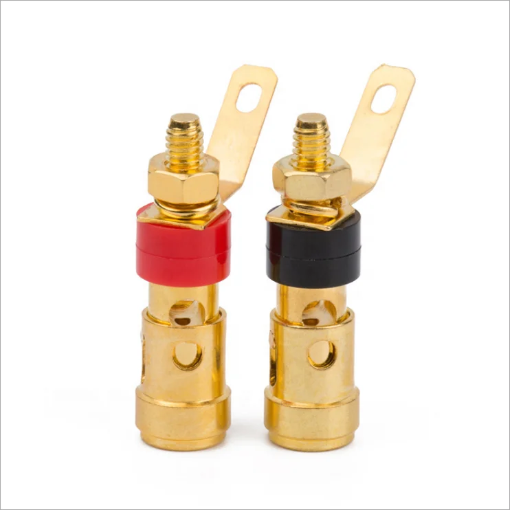 4 Morsetti Di Rilegatura Per Amplificatore - Spina Jack Banana Femmina Placcata Oro (4 Mm)