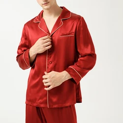 Private label custom silk men nightgown pajama home wear 2pcs set long sleeve mens pajama silk NO 4