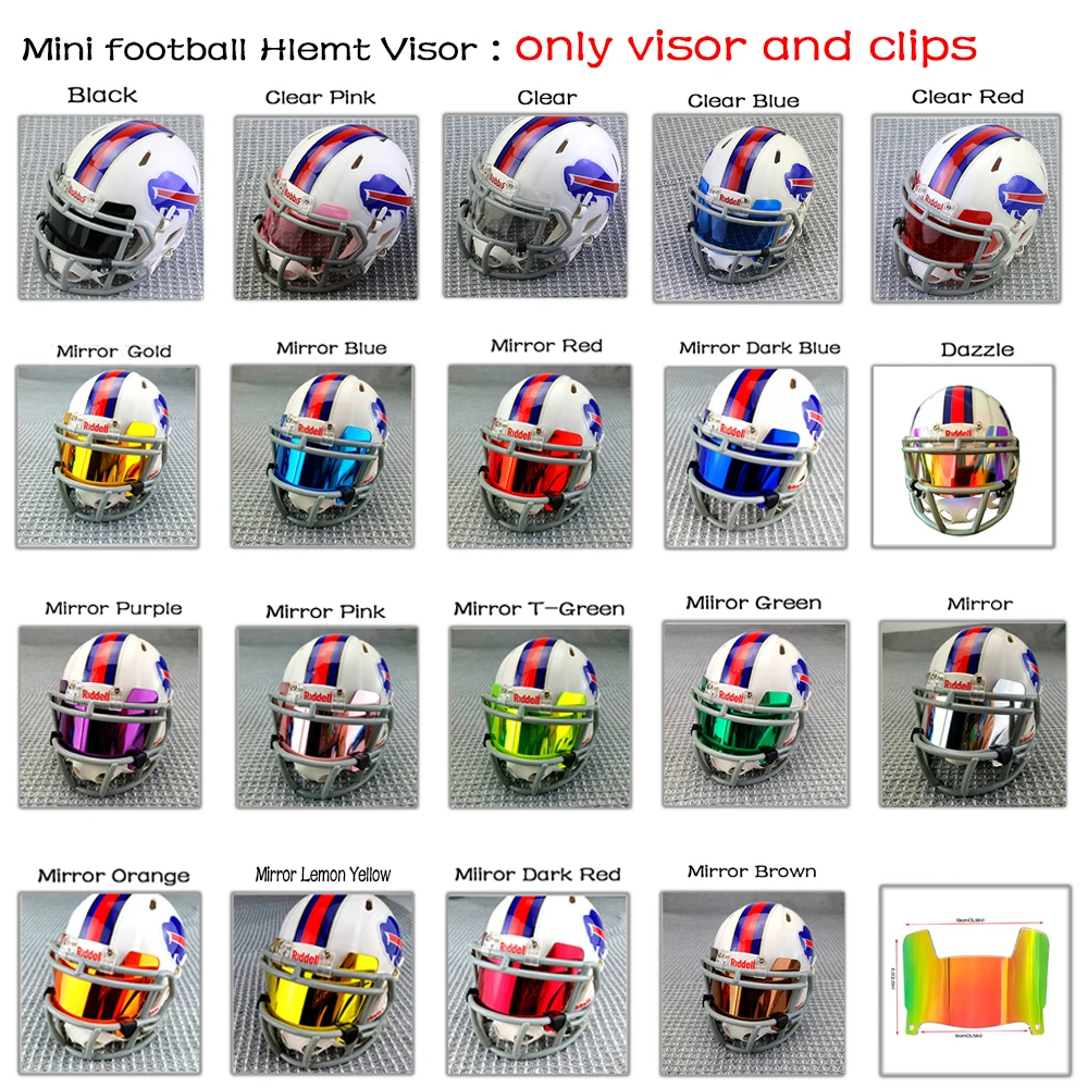 Custom Mini Football Eye Shield Visor With Clips For Nfl