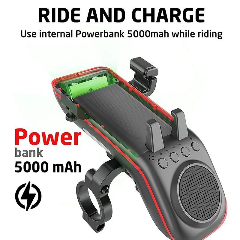 Multifunctional  10-in-1 LED Light Power Bank Bike Horn Microphone Bike Bluetooth Speakers for Mountain Bike Casual Cycling