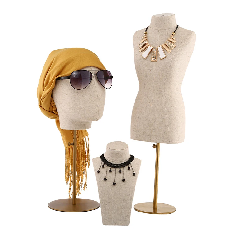 Tabletop Wig Display Linen Mannequin Head Hat Display