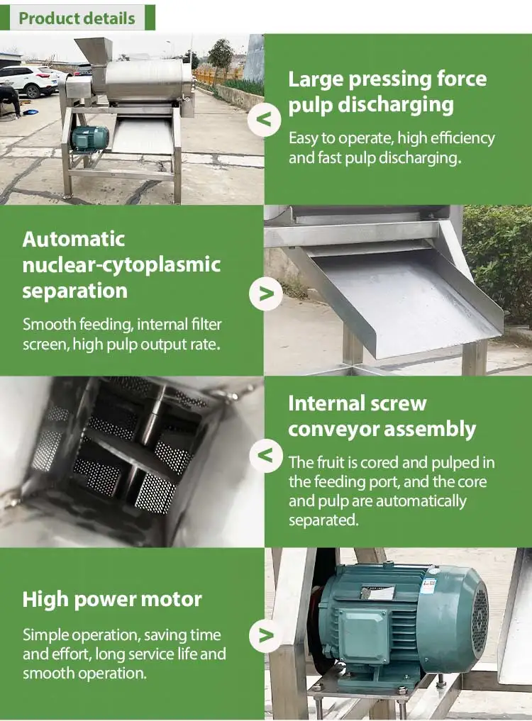 Beater Fruit Stainless Steel Pumpkin Coconut Pulp Machine Puree Extraction Mango pitting and Seed Separating