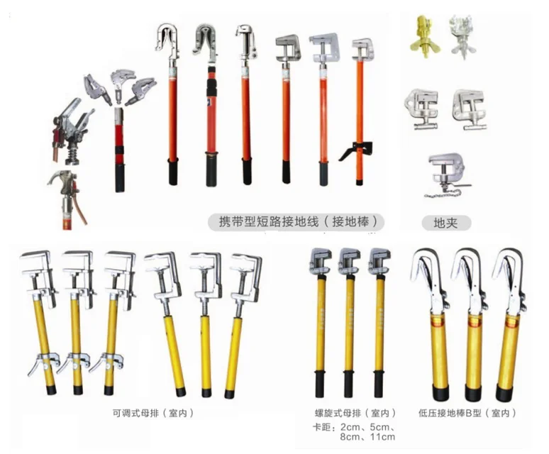 High Voltage Power Electric Fiberglass Ground Rod Temporary Earthing Set Clause With the Line Clamp