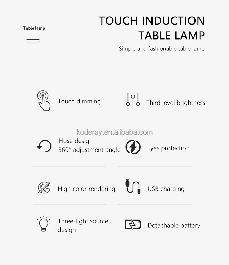 Eye Caring Usb Table Touch Control Led Desk Lamp With 3 Level