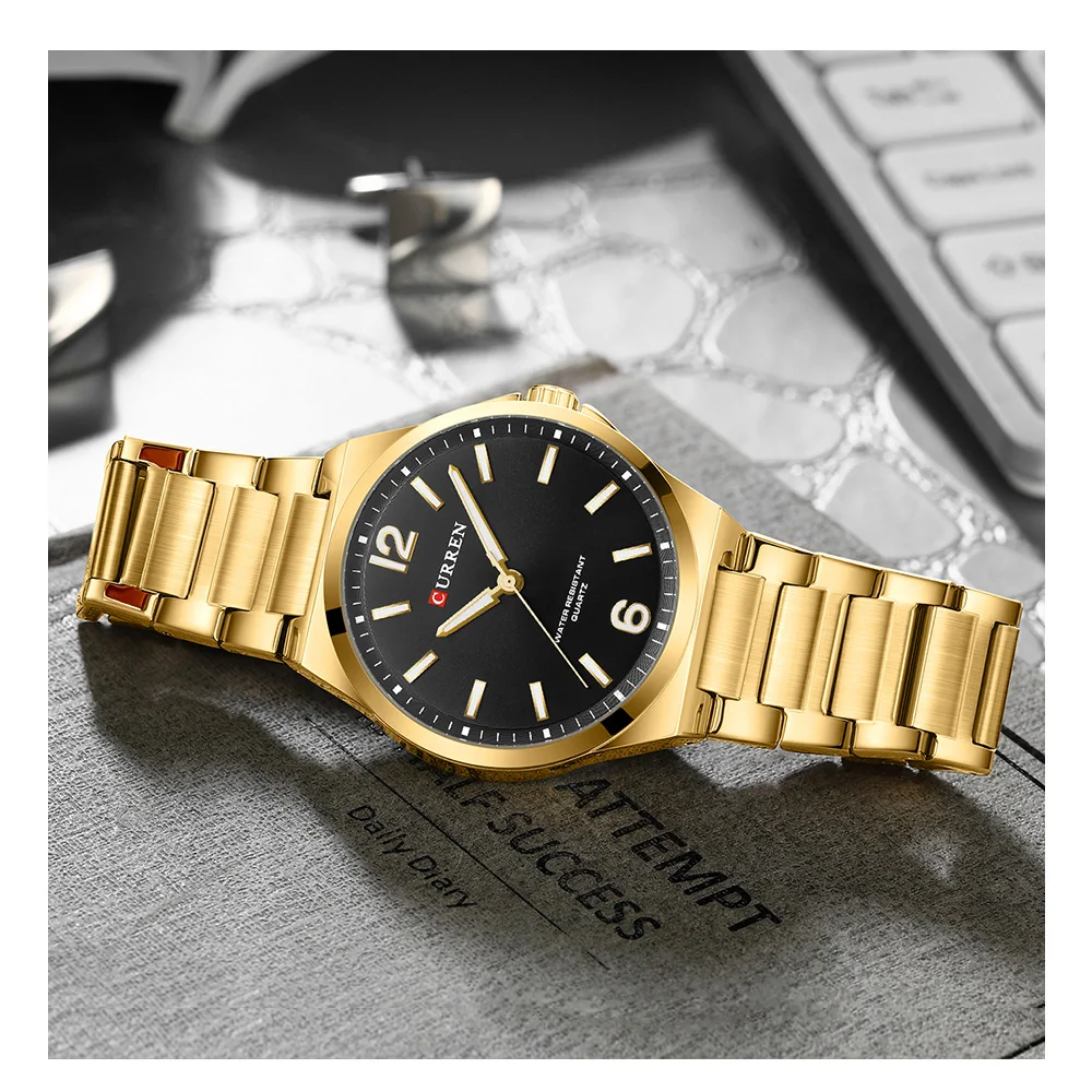 CURREN 8493 Classic Vintage Men's Quartz Watch 42mm Brand Original Wristwatches with Stainless Steel Band Luminous Hands Gift