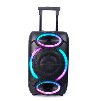 YM Dual 12 inch Outdoor Speakers Big power Karaoke Active System Wireless Portable Trolley Party Audio karaoke portable speaker