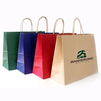 Wholesale price custom thank you christmas kraft brown gift bag print brand take away paper bag with your own logo