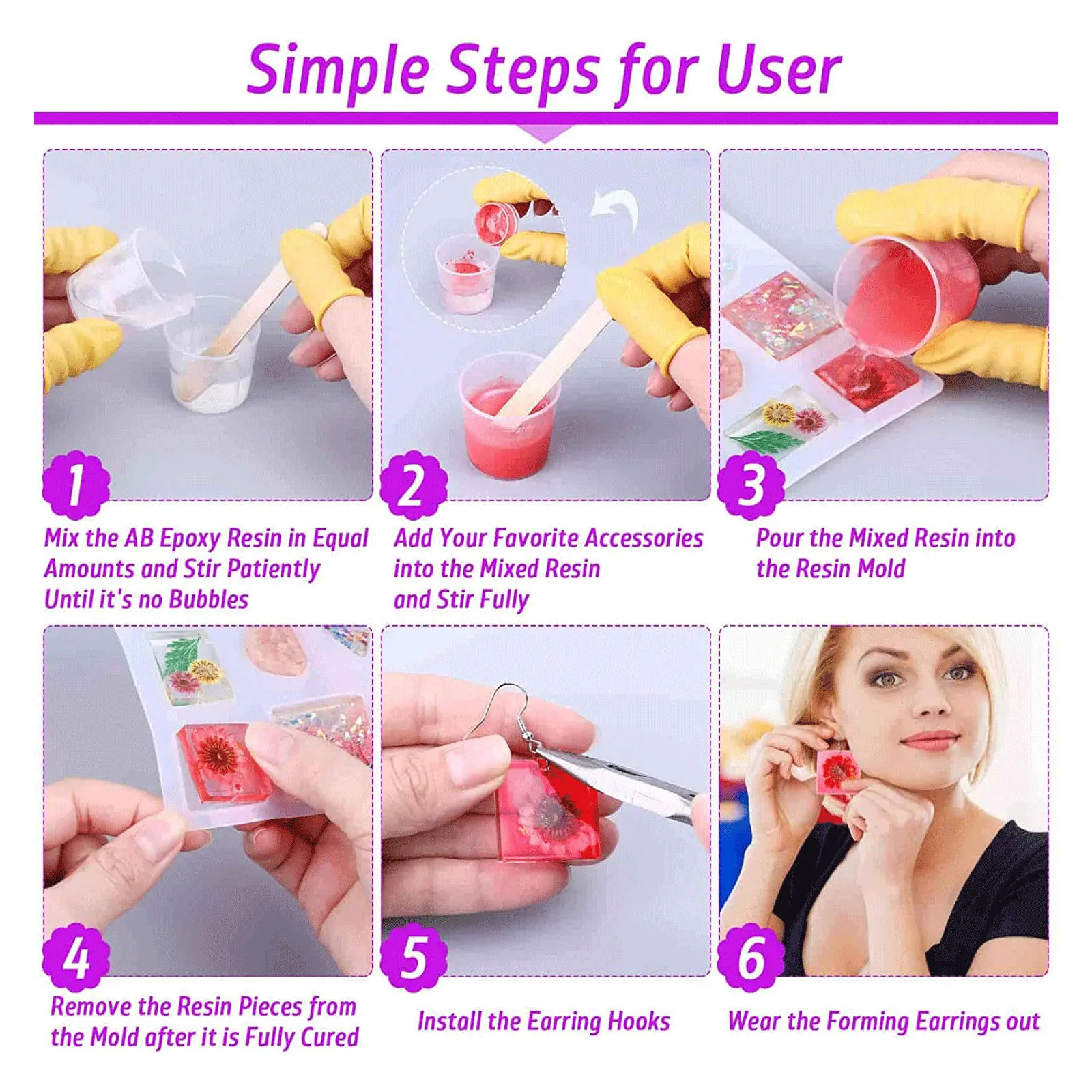 Resin Kit for Beginners with Resin Molds Silicone and Epoxy Resin Supplies Include Pigment Glitter Necklace Cord Earring Hooks