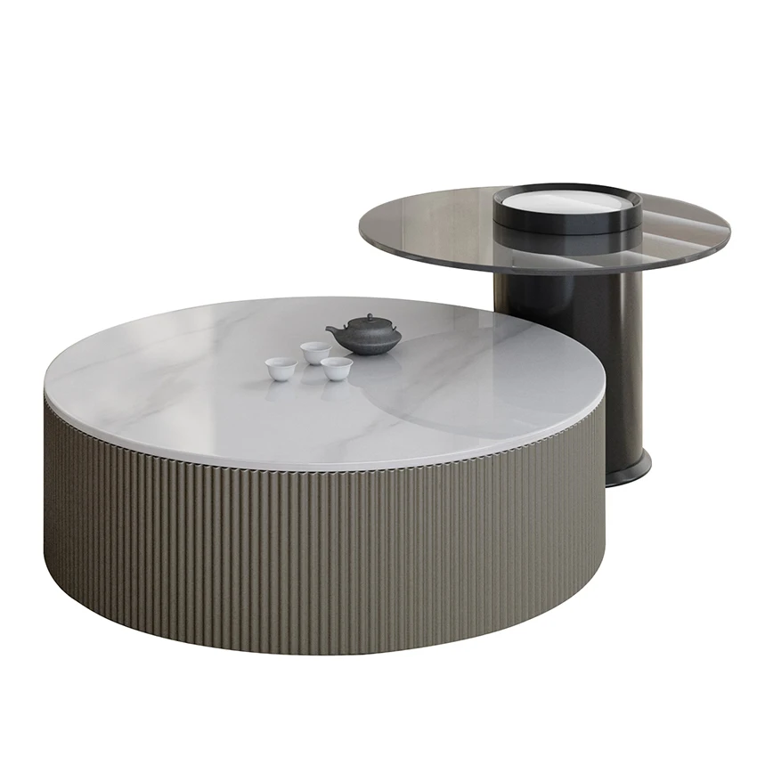 Italian Minimalist Round Coffee and Tea Table Luxury Rock Panel Design for Home and Apartment Modern Dining Furniture
