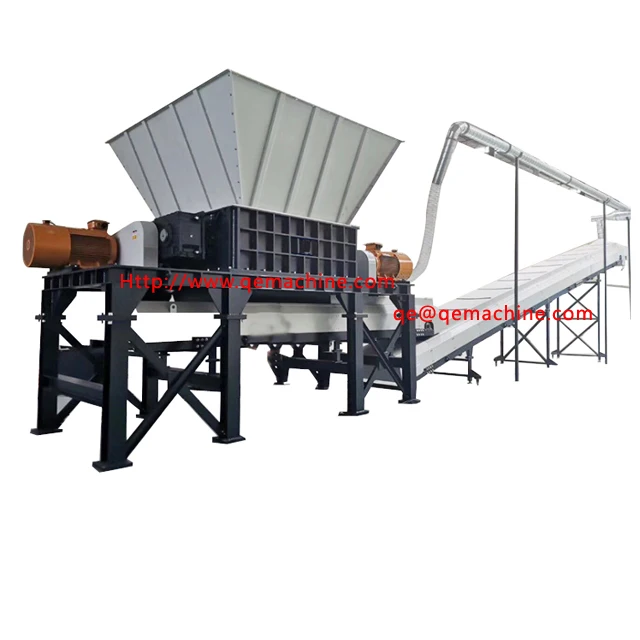 plastic and metal tires wood fiber recycling machine QSD double shaft shredder