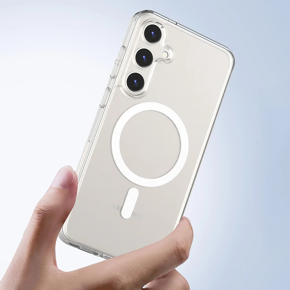 适用于三星 Galaxy A16 S25 的透明磁性硬质防震手机壳