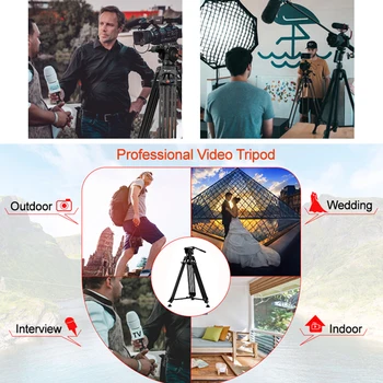 Aluminum Alloy Panoramic Fluid Damping Head Professional Dslr Camera Video Tripod detail image