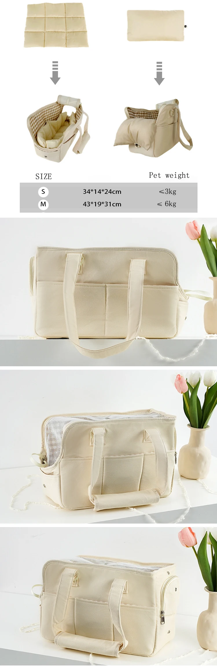 Korean Small Dog Purse Carrier Dualpurpose Tote Bag Portable Pet