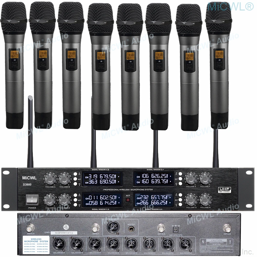 Professional D3880 8 Channel Conference Wireless Microphone System with Independent XLR Connector MiCWL 8 Handheld Lapel Table