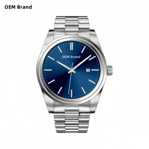 Factory Customized Waterproof Blue Dial Luxury Quartz Luminous Watches Japanese Movement Men's Classic Watch Stainless Steel