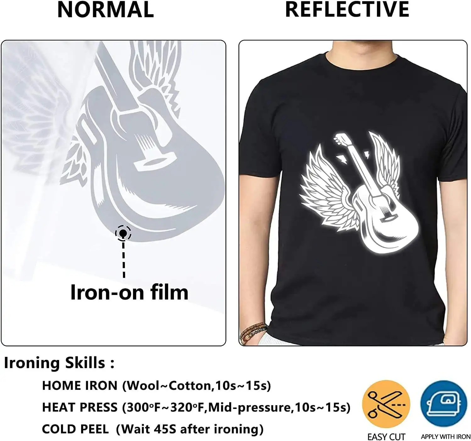Custom Heat Transfer Reflective Logo PET Film Reflective Heat Transfer Vinyl Printed Garment Labels for Warning Clothing