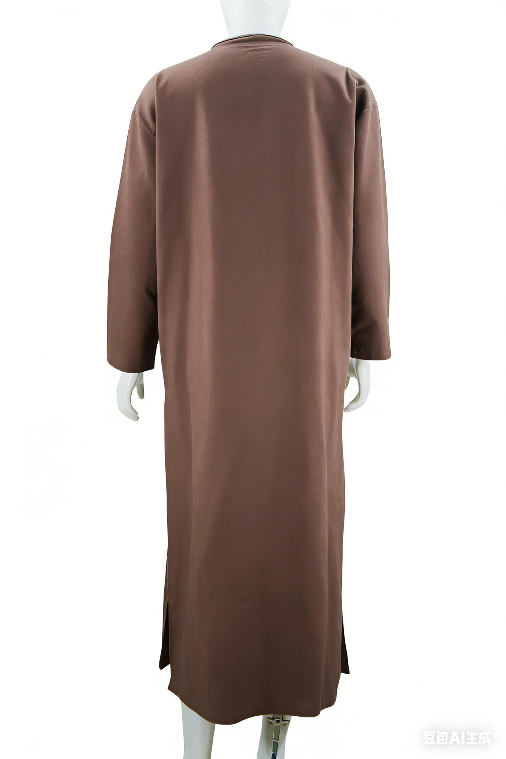 Dubai's New Men's Linen Abaya Southeast Asian Muslim Style Long Sleeve Loose Stand Collar Door Tube Robe Middle Eastern Ethnic