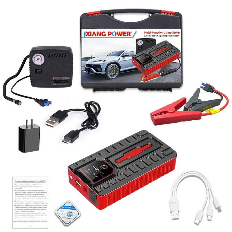High Capacity 49800mAh 4 in 1 Car Jump Starter Air Pump 150PSI Air Compressor Emergency Starter Device Battery Booster Digital