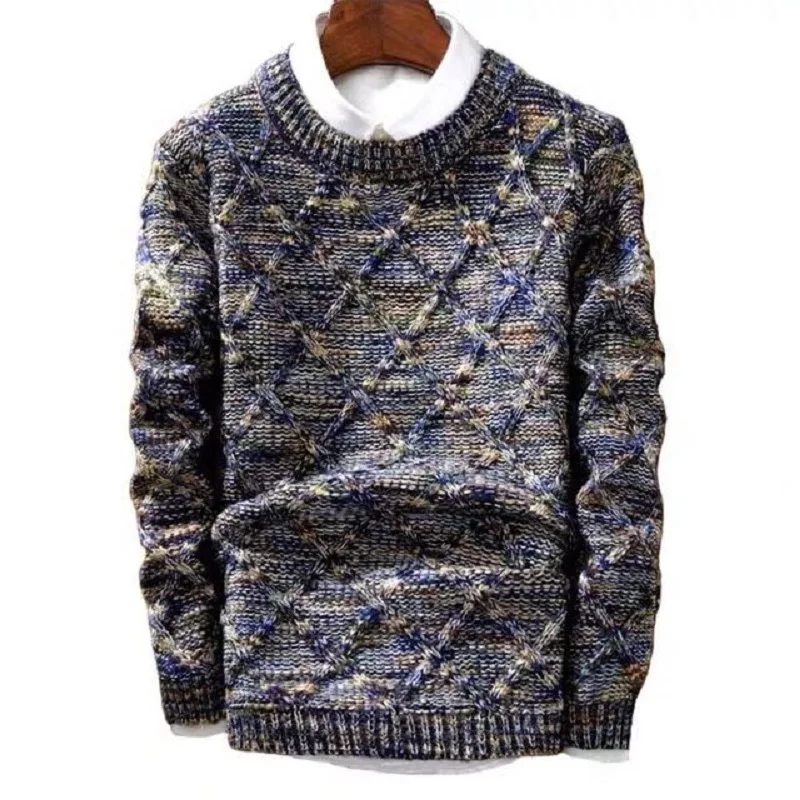 2024 Winter men's sweater thick-knit crew neck with long-sleeved jacket_voghion.com