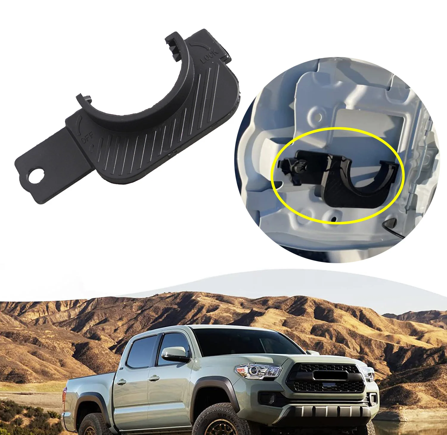 2016-2023 Tacoma ELIFEPARTS Gas Cap Holder For 2016-2023 Toyota Tacoma -  Black Fuel Cap Tether With Switch Design Toyota Tacoma Fuel Cap Retainer  Black