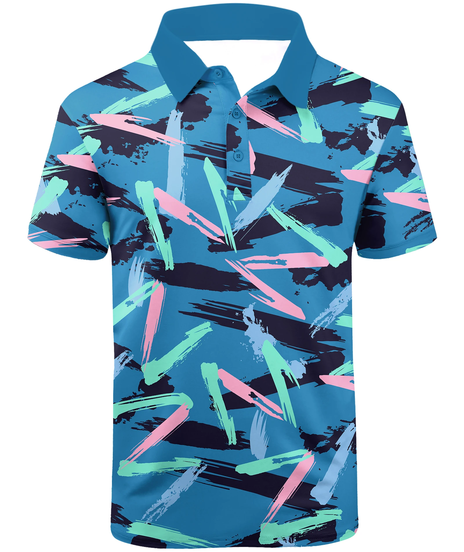 Wholesale Printed Breathable Summer Spring Short Sleeve Mid Length Polo T Shirt for Men