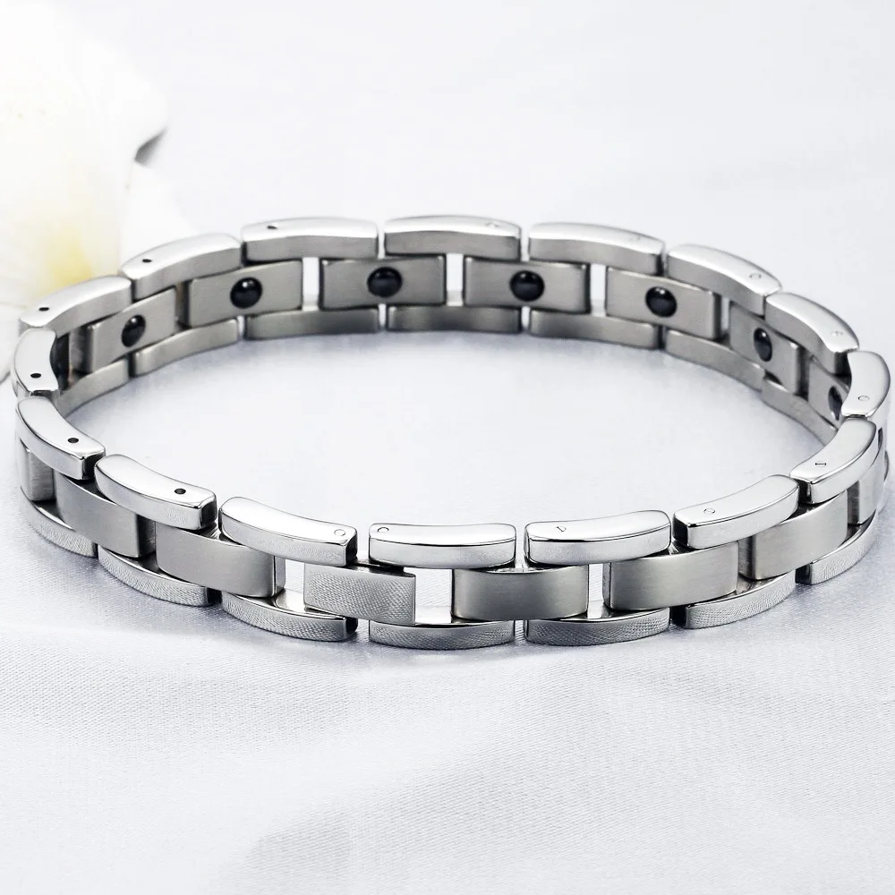 Durable Health Benefits Germanium Quantum Scalar Energy Mens Magnetic Therapy Stainless Steel Bracelet for Men Wristband