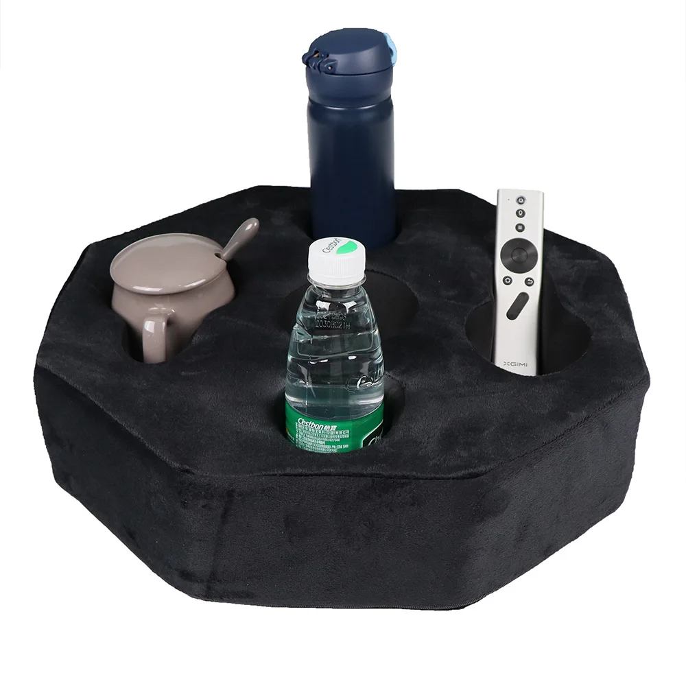 New Design Multi Purpose Movable Storage Rack Soft 5 Hole Octagonal Sofa Cup Holder Sponge Cup Holder Pillow