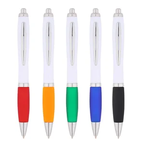 Wholesale Custom Logo Printed White Gourd Shape Body Promotional Ballpoint Pens Plastic Press Pens for Advertising and Gift Use