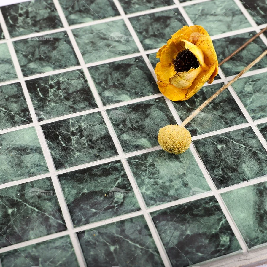 Inkjet 2x2 Marble Pattern Waterfall Spa Bathroom Wall Decor Foshan Ceramic Porcelain Green Mosaic Pool Tiles Stone Look