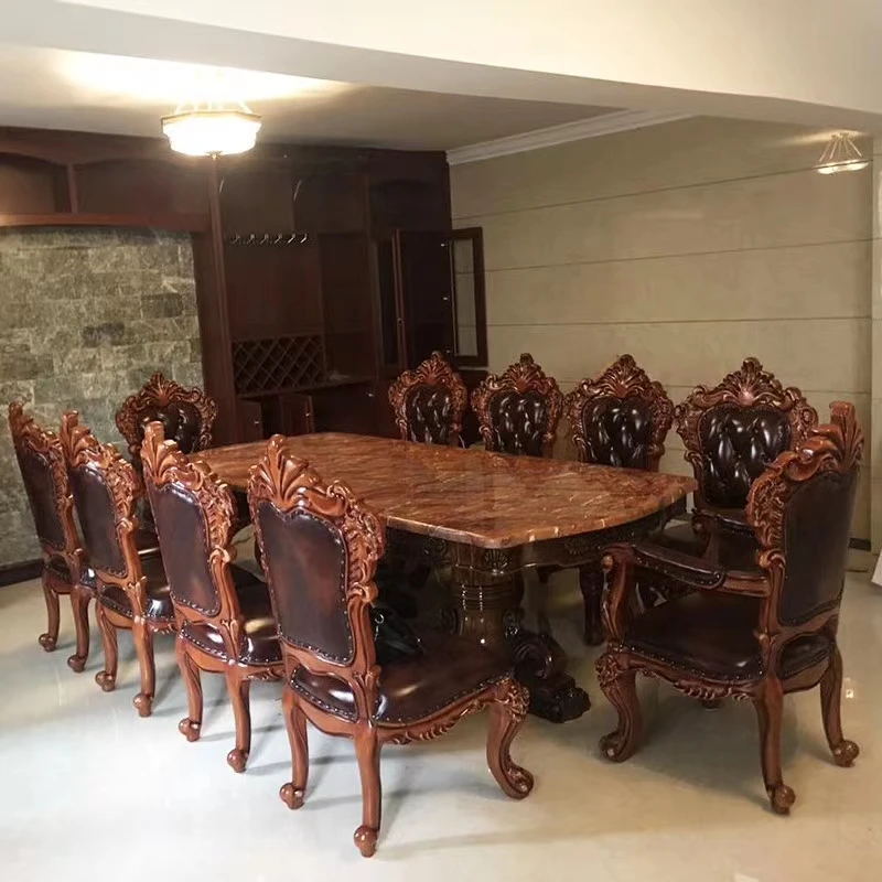 Rectangle Artificial Marble Dining Table Room Furniture Dining Table With Chair Sets
