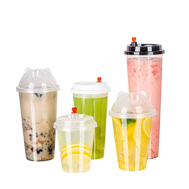 Custom Design 24oz/12oz Food Grade PP Plastic Injection Cup with Lid 600ml Capacity for Milktea/Boba Tea Factory Price