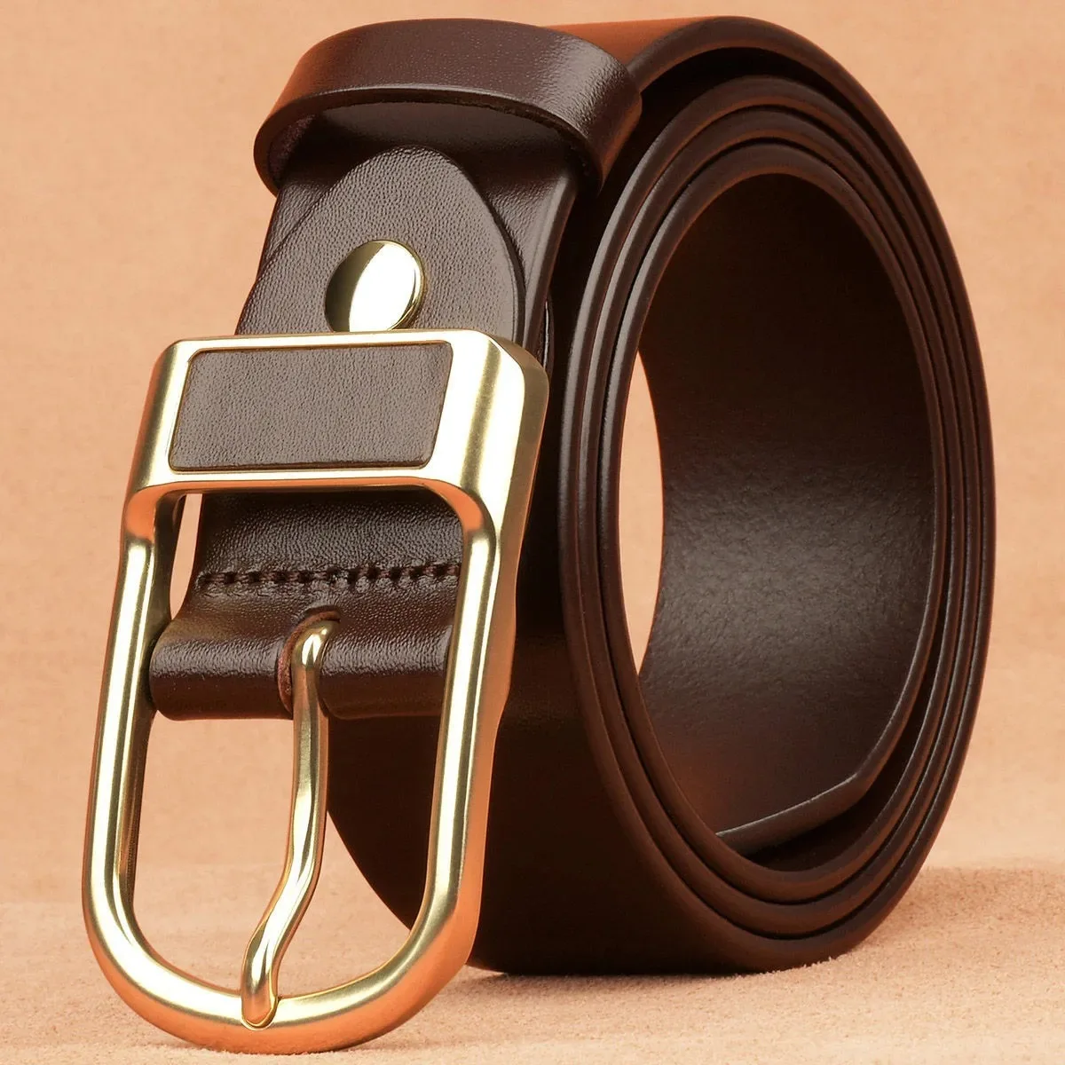 Genuine Leather Dress Belt With Single Prong Buckle Falari Women Genuine Leather Belt Fashion Dress Belt With  main image 2