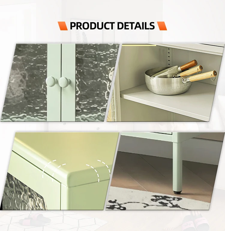 MYOUBAO Metal Storage Cabinet Steel Display Cabinet with Support Feet Buffet Cabinet for Kitchen,Living Room,Dining Room,Home factory