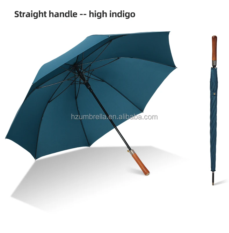 27"x8 Panels British Luxury Business Umbrella With Long Wooden Handle