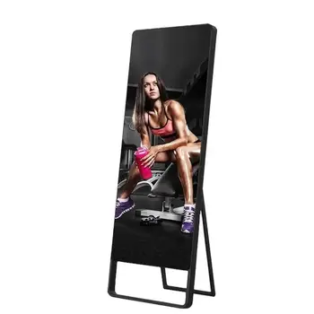 factory custom huge gym yoga arched floor standing mirror workout led light up large dance studio glass miroir for girls