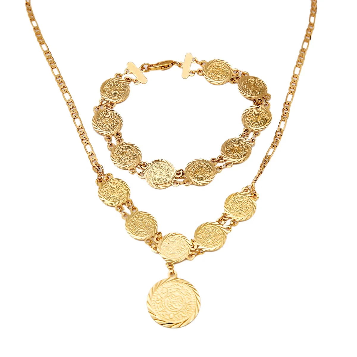 Trendy Money Coin Necklace Bracelet 24k 