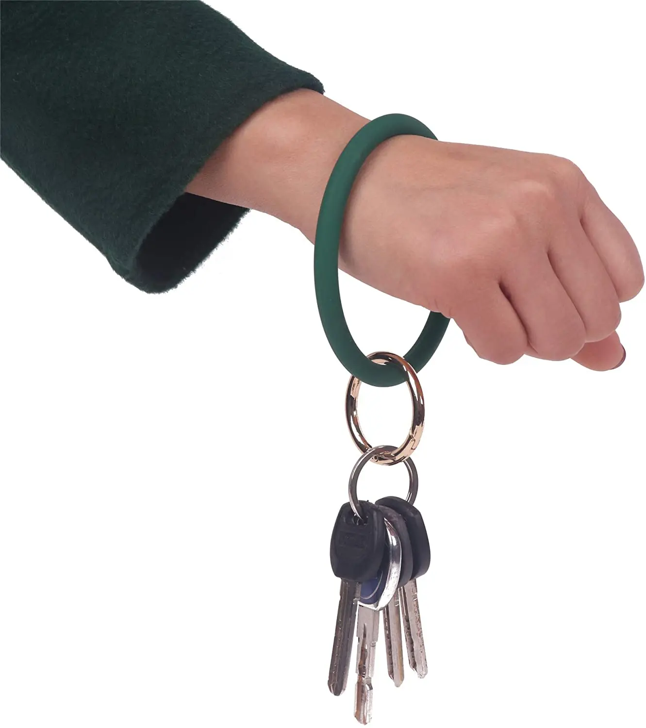 Free Samples Soft PVC Wristlet Round Bracelet Rubber Bangle Keychain with Golden Lock for Women Girls Sports Promotional Gift