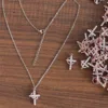 Rose gold brass cross necklace with crown