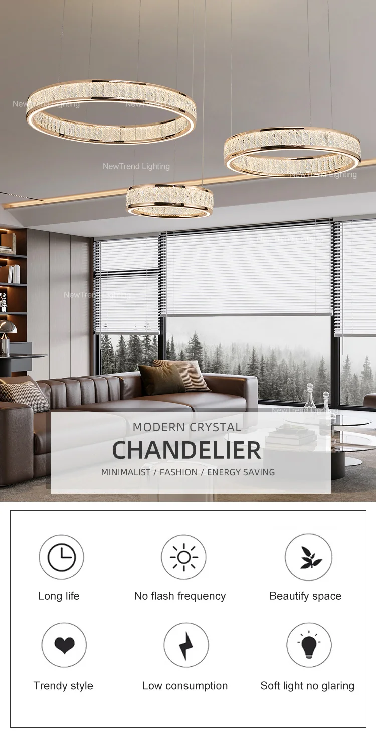 lc9885 luxury indoor decoration pendant light home villa restaurant staircase living dining room crystal ceiling led ring chandelier-0