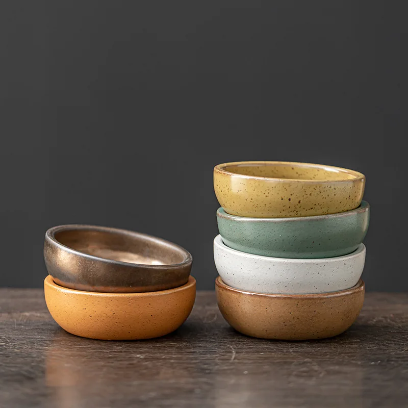 Harmony Restaurant Various Color Cheap Coarse Pottery Spice Condiment Ceramic Japanese Soy Sauce Dish